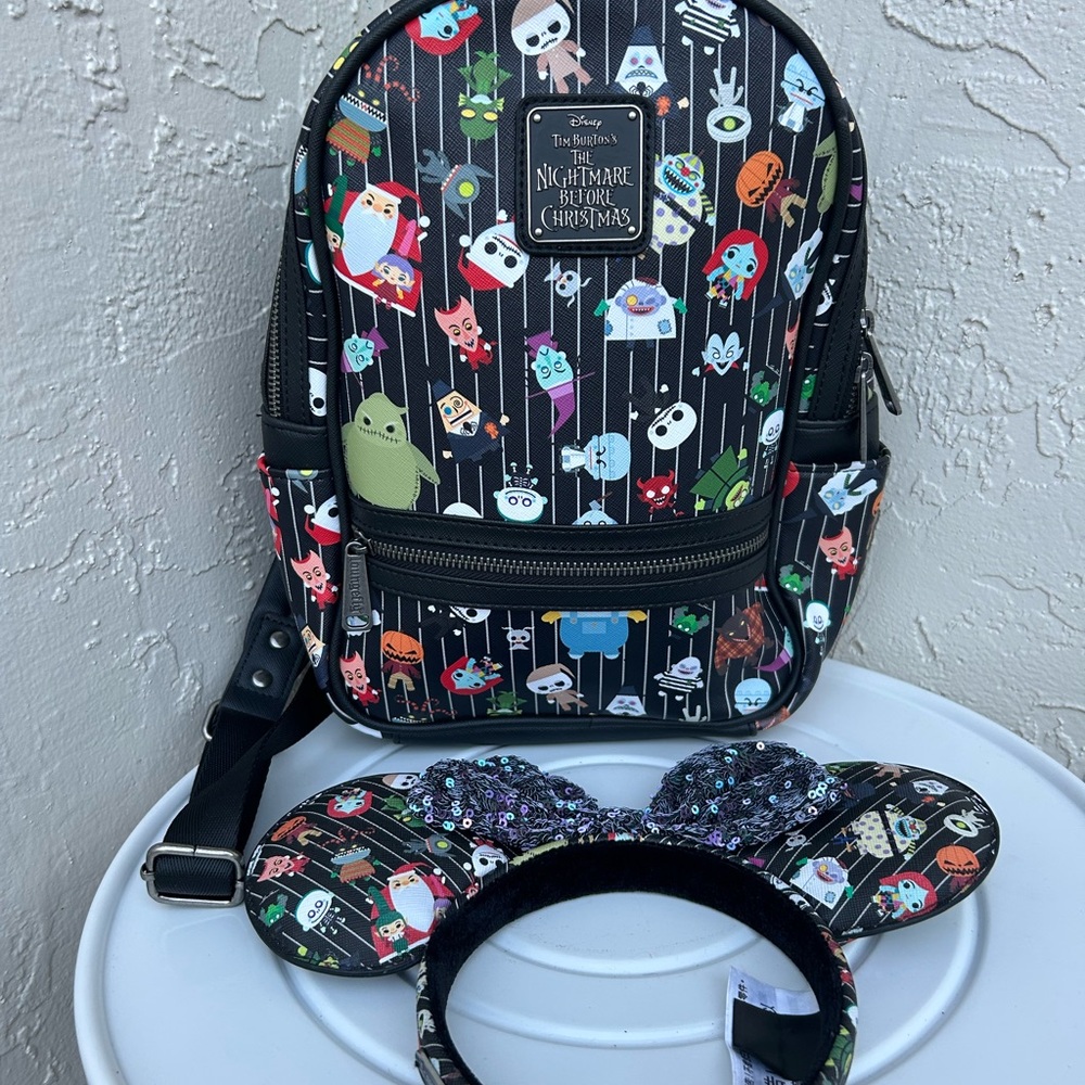 Loungefly The Night Before Christmas Mini Backbag & Minnie Ears